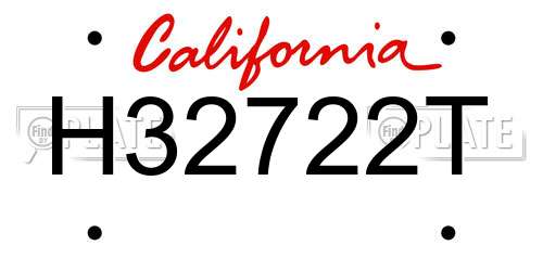 H32722T California License Plate