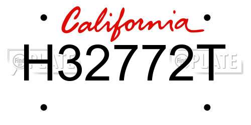 H32772T California License Plate