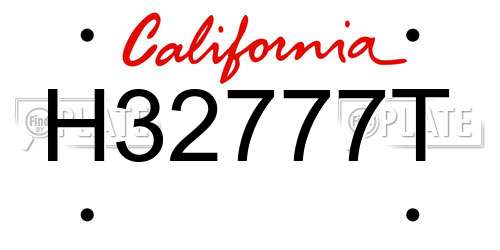 H32777T California License Plate