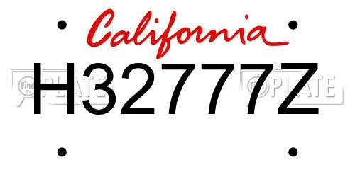 H32777Z California License Plate