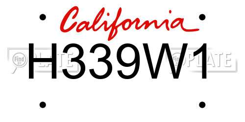 H339W1 California License Plate