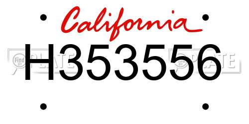 H353556 California License Plate