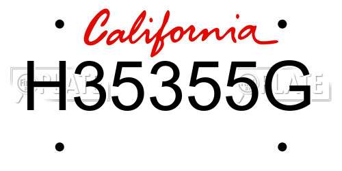 H35355G California License Plate
