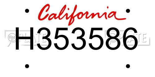 H353586 California License Plate