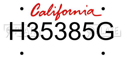 H35385G California License Plate