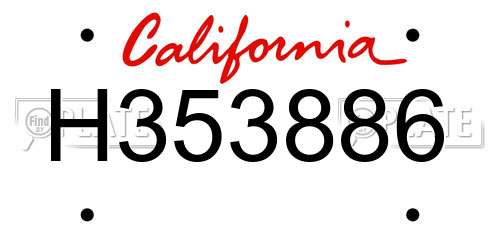 H353886 California License Plate