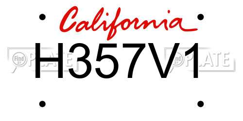 H357V1 California License Plate