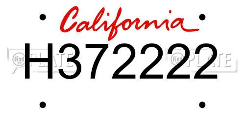 H372222 California License Plate