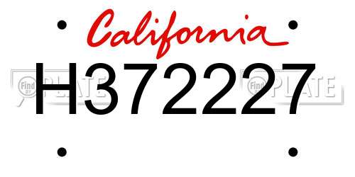 H372227 California License Plate