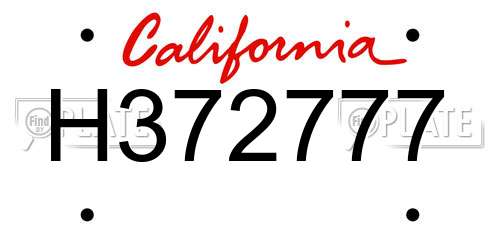 H372777 California License Plate