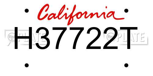 H37722T California License Plate