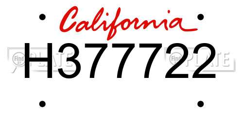 H377722 California License Plate