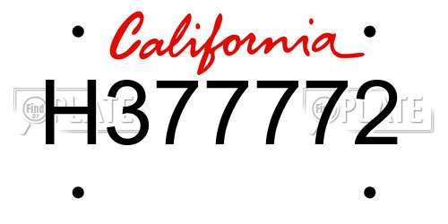 H377772 California License Plate