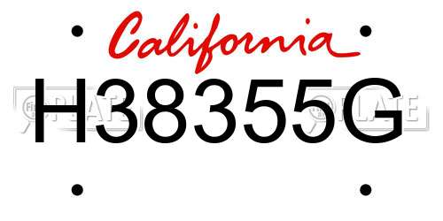 H38355G California License Plate