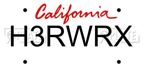 H3RWRX California License Plate