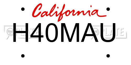 H40MAU California License Plate