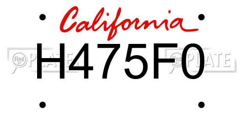 H475F0 California License Plate