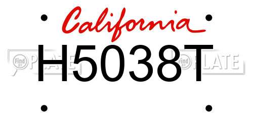 H5038T California License Plate