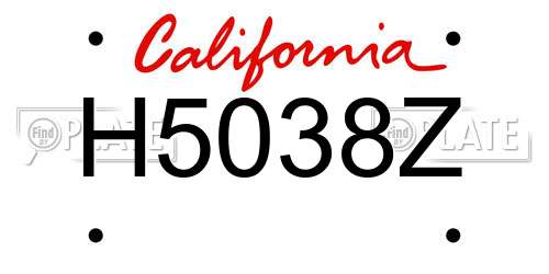 H5038Z California License Plate