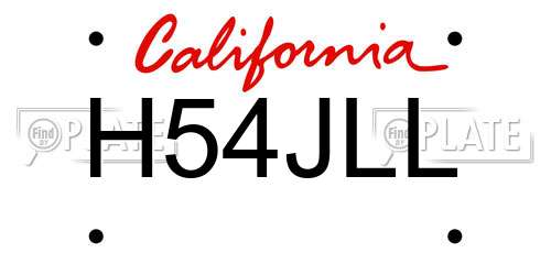 H54JLL California License Plate