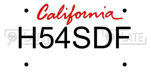 H54SDF California License Plate
