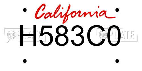 H583C0 California License Plate