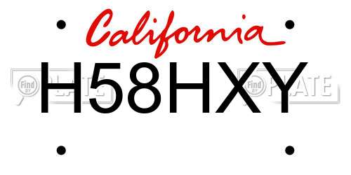 H58HXY California License Plate