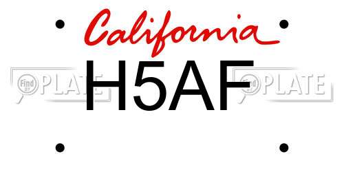H5AF California License Plate