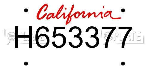 H653377 California License Plate