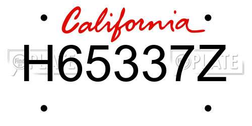 H65337Z California License Plate