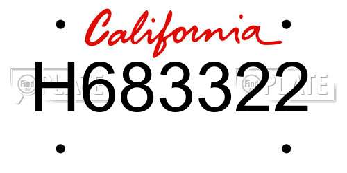 H683322 California License Plate