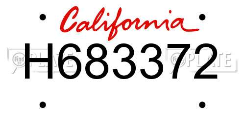 H683372 California License Plate
