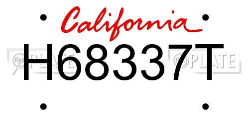 H68337T California License Plate