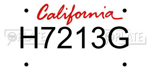 H7213G California License Plate