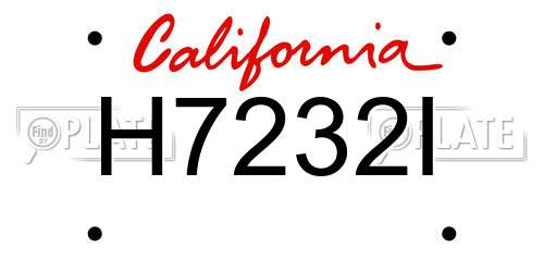 H7232I California License Plate