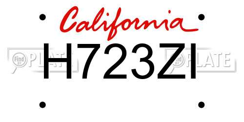 H723ZI California License Plate