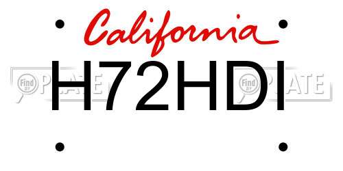 H72HDI California License Plate