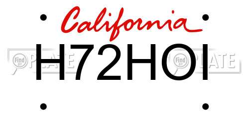 H72HOI California License Plate