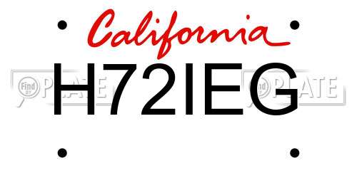 H72IEG California License Plate
