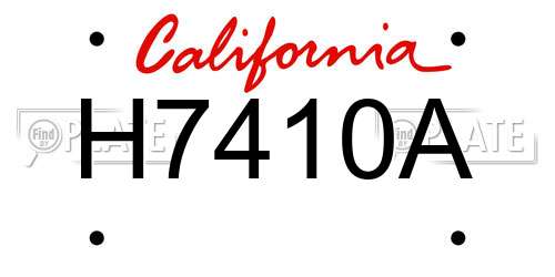 H7410A California License Plate