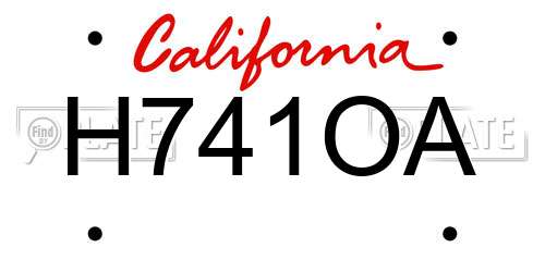 H741OA California License Plate