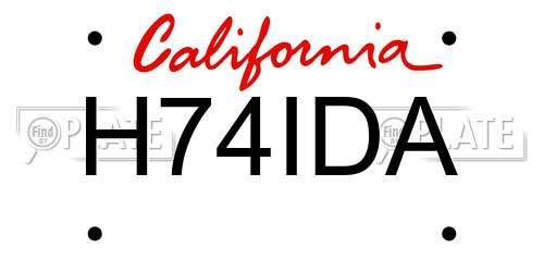 H74IDA California License Plate