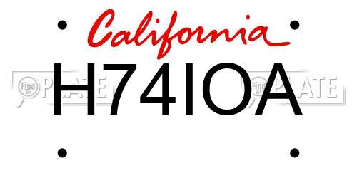 H74IOA California License Plate