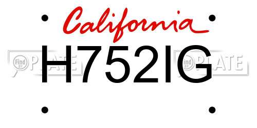 H752IG California License Plate