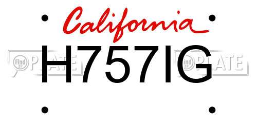 H757IG California License Plate