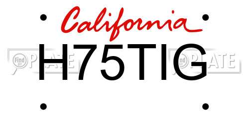 H75TIG California License Plate