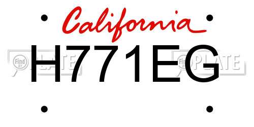 H771EG California License Plate