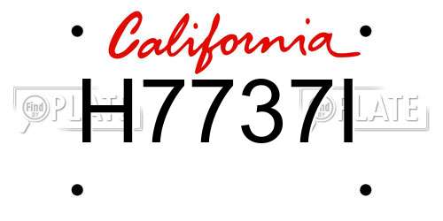 H7737I California License Plate