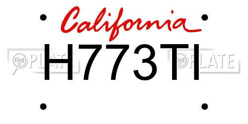 H773TI California License Plate