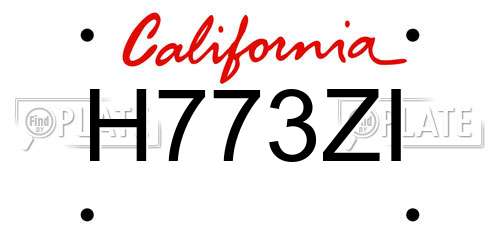 H773ZI California License Plate